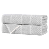 Cotton Blend Checkered and Rib Bath Towel Set of 2